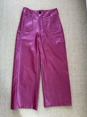 Anthropologie Maeve Colette Faux Leather Pants in Fuchsia